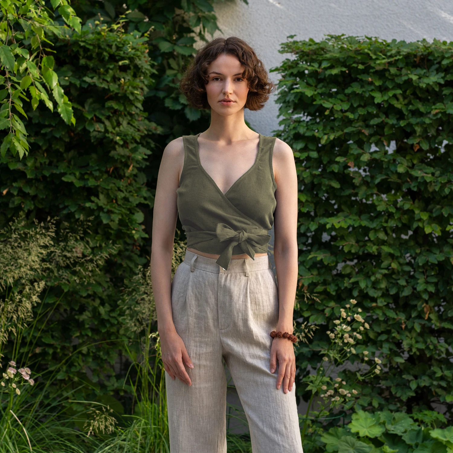 Linen Wrap Crop Top Aria 5 Linen Wrap Crop Top Aria - Image 5