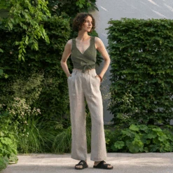 Linen Wrap Crop Top Aria 15 Linen Wrap Crop Top Aria -Menique ARIA Stone green 2