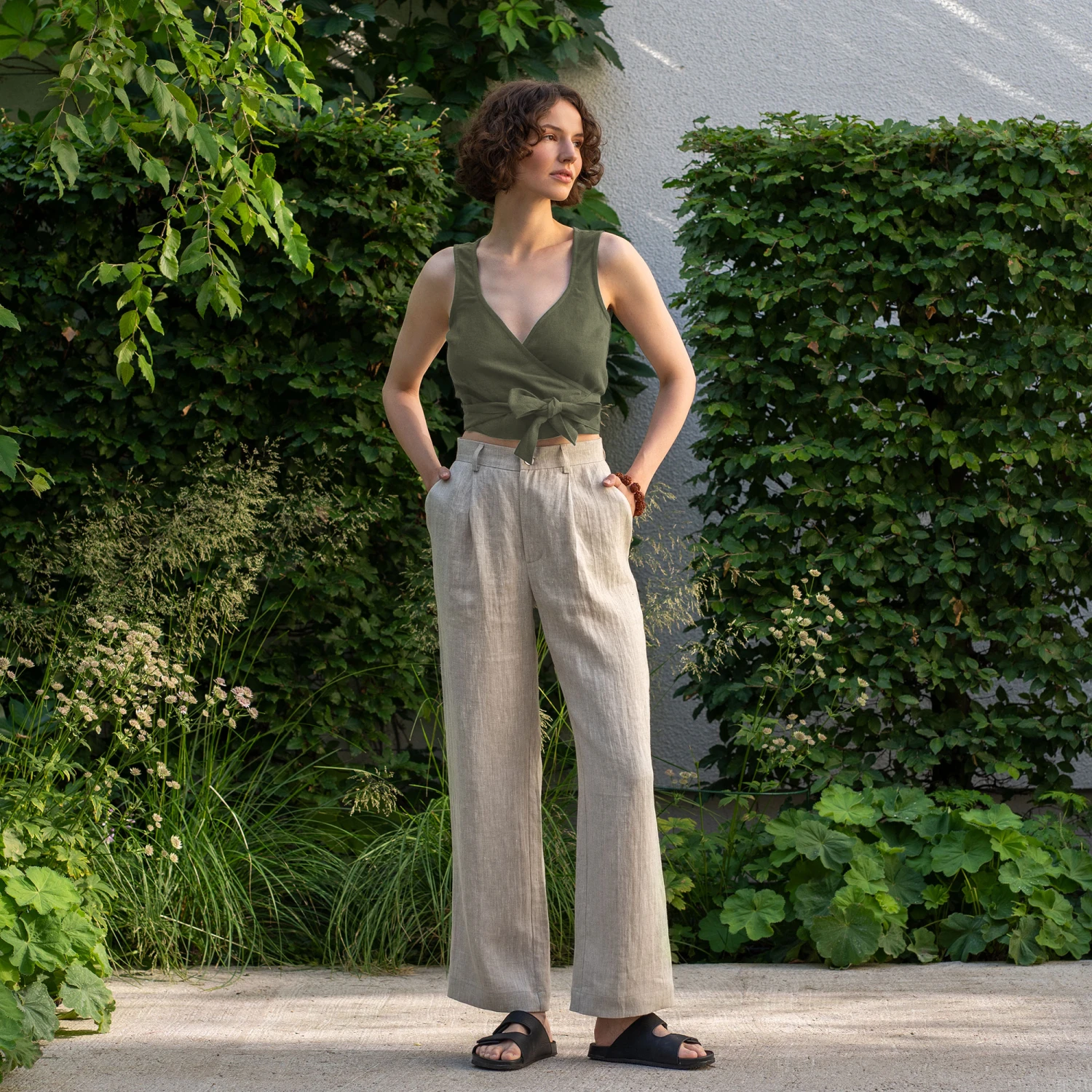 Linen Wrap Crop Top Aria 6 Linen Wrap Crop Top Aria - Image 6