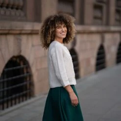 Blazer Jacket With Buttons Alice 13 Blazer Jacket With Buttons Alice -Menique Alice Natural Linen Jacket Evelyn Dark Green Skirt 2