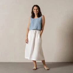 Linen Crop Top Ana Cloudy Blue -Menique Ana Cloudy Blue Maxi Sophia Pure White 2