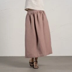 Linen Maxi Skirt Sophia -Menique Ana Natural Maxi Sophia Faded Rose 4 2