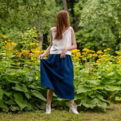 Linen Maxi Skirt With Pockets Sophia 27 Linen Maxi Skirt With Pockets Sophia -Menique Ana Pure White Maxi Sophia Storm Blue Menique 1