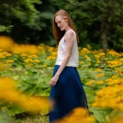 Linen Maxi Skirt Sophia -Menique Ana Pure White Maxi Sophia Storm Blue Menique 4 2