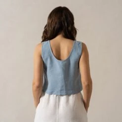 Linen Crop Top Ana Cloudy Blue -Menique AnaCloudy Blue 3