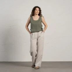 Crop Top With Side Ribbons Audrey -Menique Audre Stone Green Lotus Natural 1 1