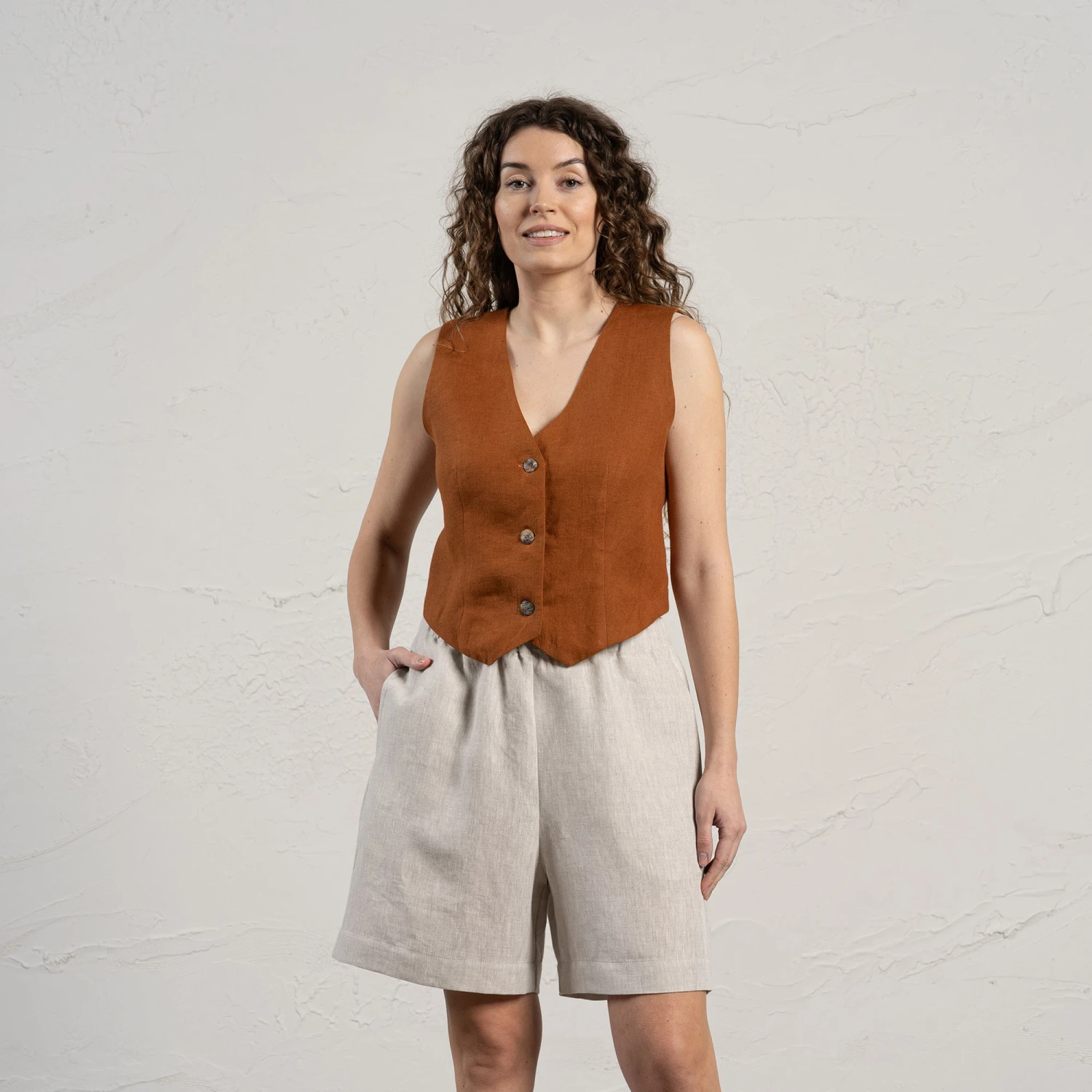 Women's Linen Waistcoat Ava 9 Women's Linen Waistcoat Ava - Image 9