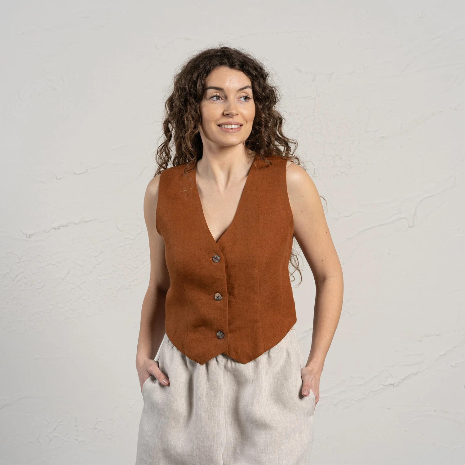 Women's Linen Waistcoat Ava 10 Women's Linen Waistcoat Ava - Image 10