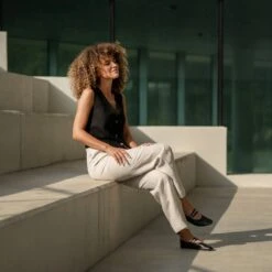 High Drape Pants Lotus -Menique Ava Linen Vest Pure Black Lotus Linen Pants Natural 2