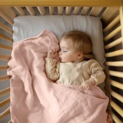 Linen Throw Blanket For Toddler -Menique Baby Blanket Dusty Pink