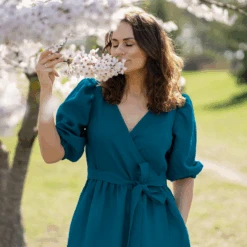 Puff Sleeve Dress Belle -Menique Belle Dress CobaltBlue2