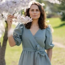 Puff Sleeve Dress Belle -Menique Belle Dress Mint Green 8