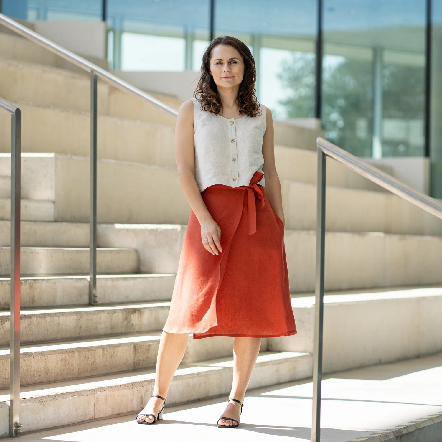 Linen Wrap Skirt Beverly 9 Linen Wrap Skirt Beverly - Image 9