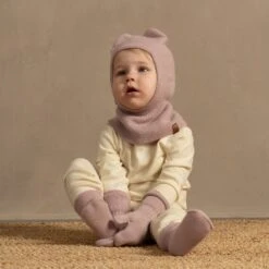 Kids' Knit Mittens Cashmere Blend 11 Kids' Knit Mittens Cashmere Blend -Menique Cashmere Merino Balaclava Dusty Pink menique 4