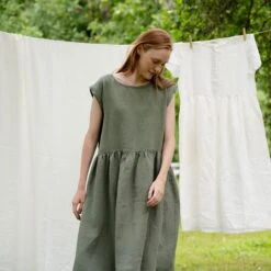 Smock Dress Cecilia Stone Green -Menique Cecilia Dress Stone Green Menique 2