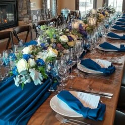 Linen Wedding Napkins 10-Pack -Menique Cobalt Blue Napkins Set 1