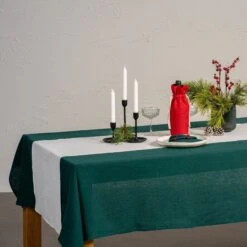 Holiday Linen Tablecloth -Menique Dark Green TableCloth