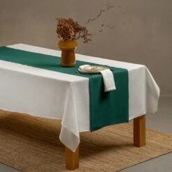 Natural 100% Linen Table Runner -Menique Dark Green Tablerunner 3f24d615 fb42 41b9 ae10 b8df82ec462d 1