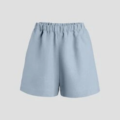 Linen Pull-On Shorts -Menique Demi Less Cloudy Blue 1