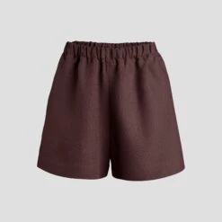 Linen Pull-On Shorts -Menique Demi Less Shadow Purple 1
