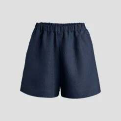 Linen Pull-On Shorts -Menique Demi Less Storm Blue 1