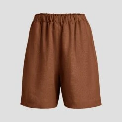 Linen Bermuda Shorts Demi 26 Linen Bermuda Shorts Demi -Menique Demi More Almond Brown 1