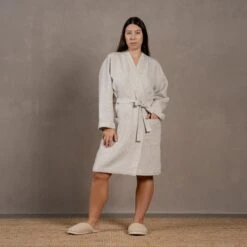 Women's Linen Bath Robe 14 Women's Linen Bath Robe -Menique EZ 04972
