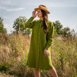 Oversize Shirt Dress Margo Forest Green