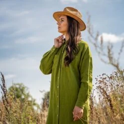 Oversize Shirt Dress Margo Forest Green -Menique EZ 08703
