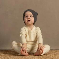 Kids' Knit Ear Flaps Beanie Cashmere Blend -Menique Ear Flap Beanie Dark Gray menique 2