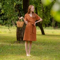 Vacation Summer Wrap Dress Eliana 36 Vacation Summer Wrap Dress Eliana -Menique Eliana Dress Almond Brown Menique 3 1