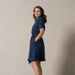Linen Wrap Dress Eliana Storm Blue -Menique Eliana Storm Blue 2