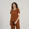 Linen T-Shirt Top Emma Almond Brown