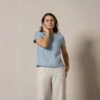 Linen T-Shirt Top Emma Cloudy Blue