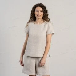 Linen T-Shirt Top Emma Natural