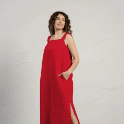 Maxi Linen Summer Dress Fiona -Menique Fiona Pure Red c 1