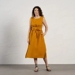 Sleeveless Obi Wrap Dress Hailey -Menique Hailey Spicy Yellow 1