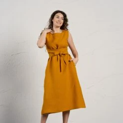Linen Wrap Dress Hailey 16 Linen Wrap Dress Hailey -Menique Hailey Spicy Yellow 2 1