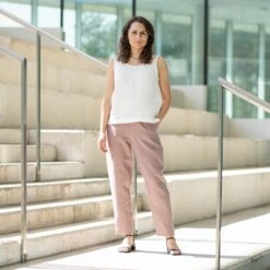 Linen Tank Top Hana Pure White -Menique Hana Top White Dakota Faded Rose 1