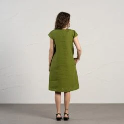 Casual Button Fron Dress Harper -Menique Harper Forest Green 5