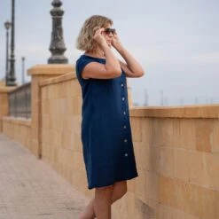 Button Down Dress Harper -Menique Harper Storm Blue 1