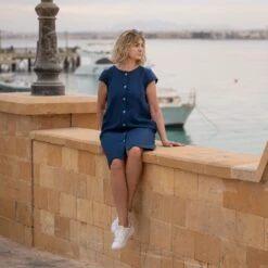 Button Down Dress Harper -Menique Harper Storm Blue 2