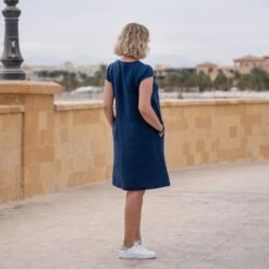 Button Down Dress Harper -Menique Harper Storm Blue 3