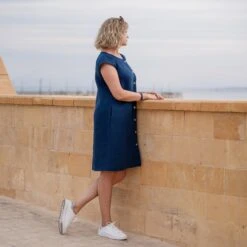 Button Down Dress Harper -Menique Harper Storm Blue 4