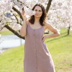 Linen Strap Dress Hope 22 Linen Strap Dress Hope -Menique Hope Dress Faded Rose 3