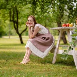 Linen Cooking Apron -Menique Japanese Apron Faded Rose Menique 5 2
