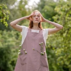 Cross-Back Japanese Apron -Menique Japanese Apron Faded Rose Menique 7