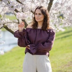 Off The Shoulder Linen Top Jessica -Menique Jessica Top Shadow Purple 3