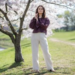 Off The Shoulder Linen Top Jessica -Menique Jessica Top Shadow Purple 4