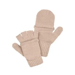 Kids' Knit Merino Convertible Mittens -Menique KNIT kids gloves velcro transformers beige 2